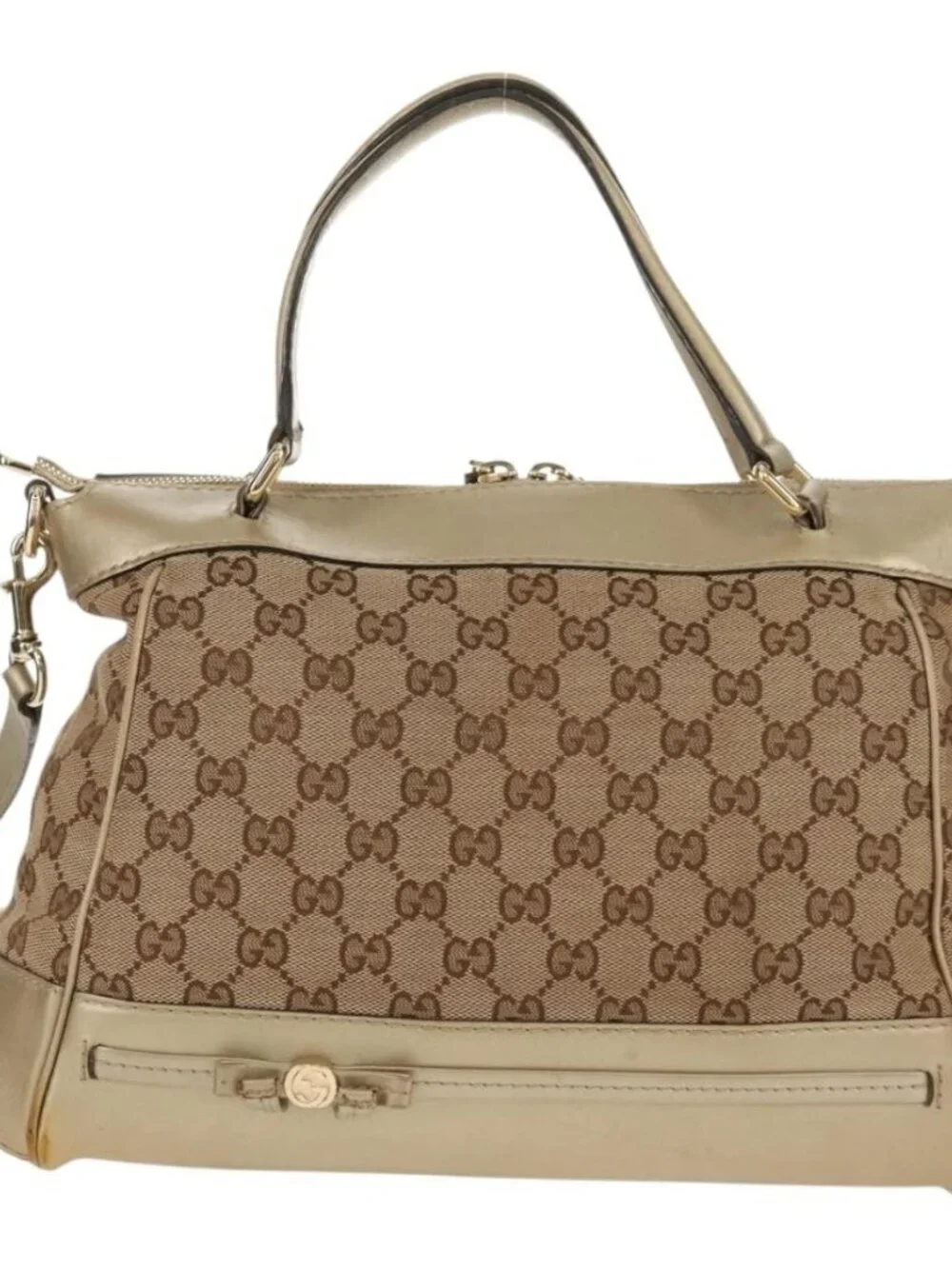 GUCCI GG Canvas Hand Bag 2way Beige Gold 269894 Auth 158077 - Picture 2 of 16